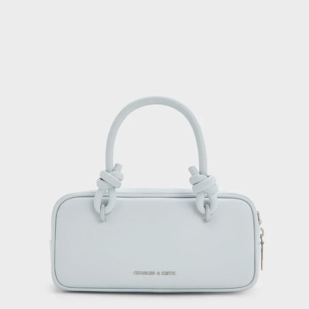 Charles & Keith Sammie Knotted-Handle Elongated Bag - Sea Salt Blue Hand Bag